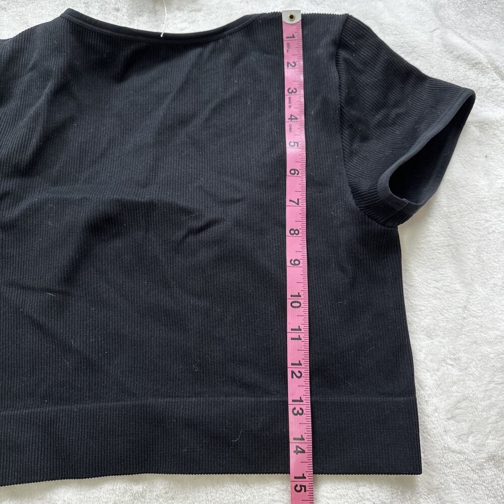 Wild Fable Crop Top Women’s Size Large Black Ribbed Scoop Neck‎ Short Sleeve Y2K - Picture 9 of 11